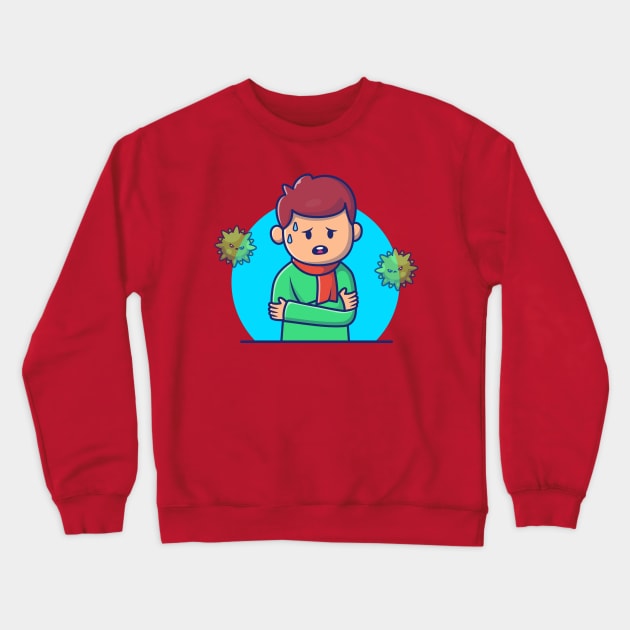 Boy with Fever And Flu Cartoon (2) Crewneck Sweatshirt by Catalyst Labs